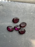 Lot of Five Oval Faceted Loose Garnet Gemstones