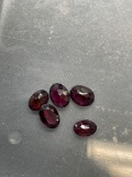 Lot of Five Oval Faceted Loose Garnet Gemstones