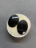 Lot of Two Oval Shaped Various Size Polished Black Obsidian Cabochon Gemstones