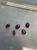 Lot of Five Oval Faceted Loose Garnet Gemstones