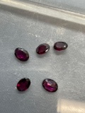 Lot of Five Oval Faceted Loose Garnet Gemstones