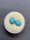 Lot of Two Oval Polished Loose Turquoise Cabochon Gemstones