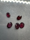 Lot of Five Oval Faceted Loose Garnet Gemstones