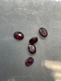 Lot of Five Oval Faceted Loose Garnet Gemstones