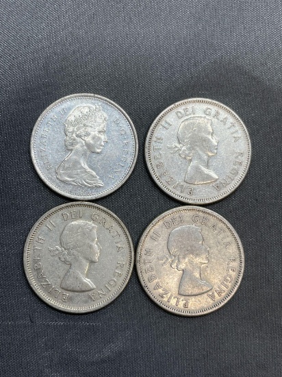 4 Count Lot of 80% Silver Canadian Quarters from Estate Collection