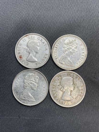 4 Count Lot of 80% Silver Canadian Quarters from Estate Collection