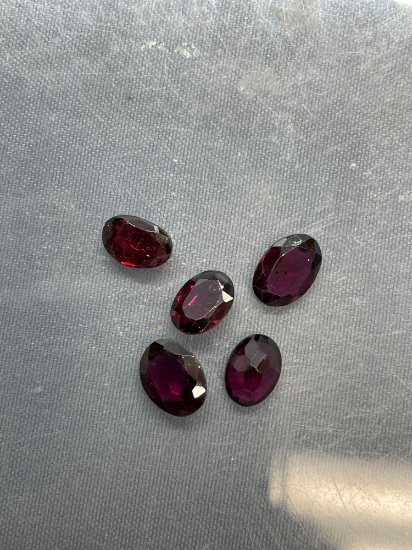 Lot of Five Oval Faceted Loose Garnet Gemstones