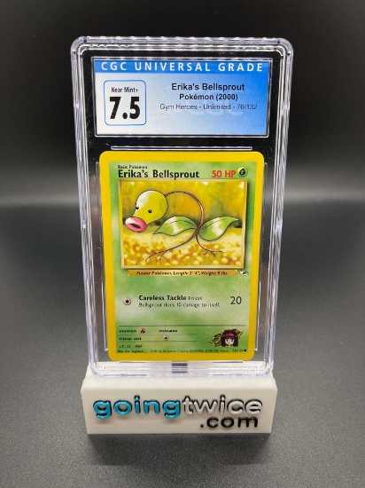 CGC Graded 2000 Pokemon Gym Heroes #76 Erika's Bellsprout Trading Card - NM+ 7.5