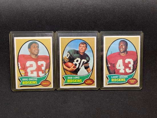 3 Card Lot of Vintage 1970 Topps Washington Redskins Football Cards