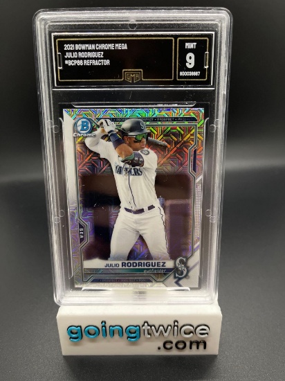 GMA Graded 2021 Bowman Chrome Mega Mojo Refractor Julio Rodriguez Mariners ROOKIE Baseball Card