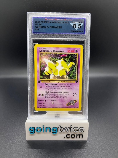 DSG Graded 2000 Pokemon Gym Challenge 1st Edition #95 SABRINA'S DROWZEE Trading Card - NM/MINT 8.5