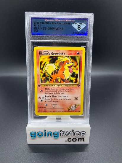 DSG Graded 2000 Pokemon Gym Challenge 1st ED #62 BLAINE'S GROWLITHE Trading Card - NM/MINT 8