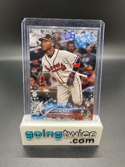 2018 Topps Holiday Mega #HMW140 Ozzie Albies Braves ROOKIE Baseball Card