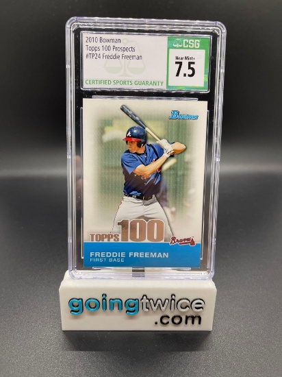 CSG Graded 2010 Bowman Top 100 Prospects FREDDIE FREEMAN Braves ROOKIE Baseball Card - NM+ 7.5