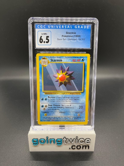 CGC Graded 1999 Pokemon Base Set Unlimited #64 STARMIE Trading Card - EX/NM+ 6.5