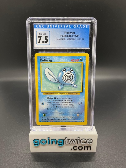 CGC Graded 1999 Pokemon Base Set Unlimited #59 POLIWAG Trading Card - NEAR MINT+ 7.5