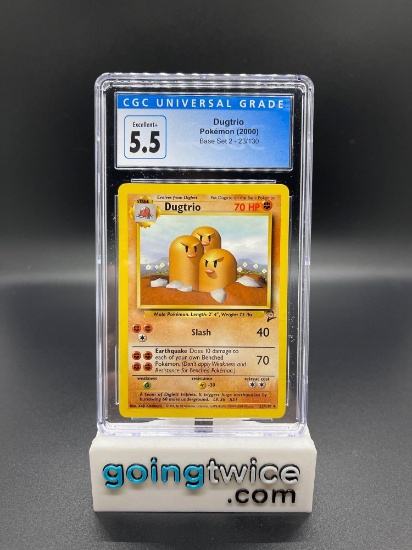 CGC Graded 2000 Pokemon Base Set 2 #23 DUGTRIO Trading Card - EXCELLENT+ 5.5