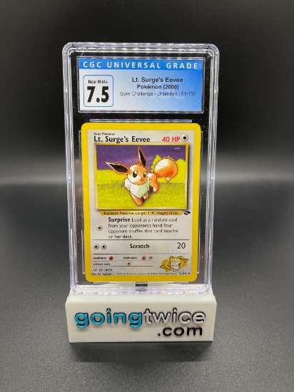 CGC Graded 2000 Pokemon Gym Challenge Unlimited #51 LT. SURGE'S EEVEE Trading Card