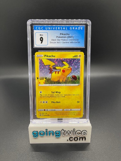 CGC Graded 2021 Pokemon Black Star Promos Sequin Holo #SWSH039 PIKACHU Trading Card