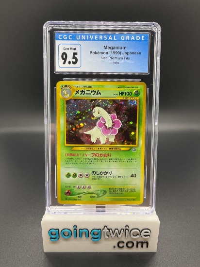 CGC Graded 1999 Pokemon Japanese Neo Premium File Holo MEGANIUM Trading Card