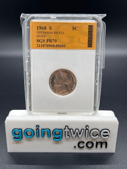 SGS Graded 1968-S United States Jefferson Nickel Proof Coin