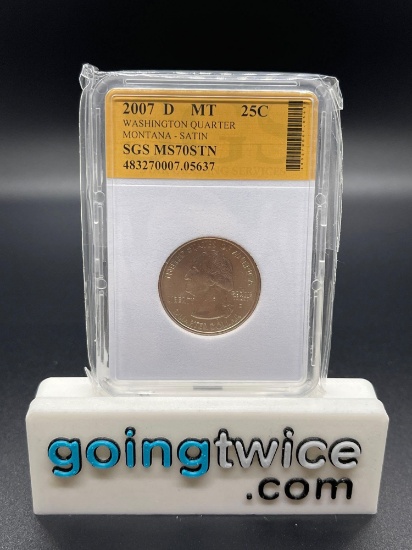 SGS Graded 2007-D United States MT Washington Quarter Montana Satin Coin