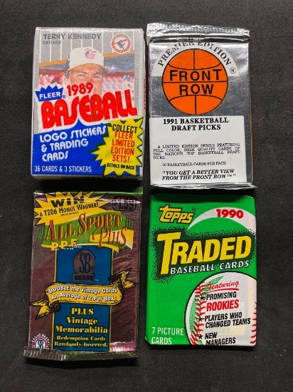 4 Count Lot of Vintage Sealed Sports Packs from Storage Unit Find