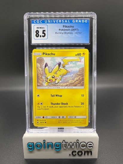 CGC Graded 2017 Pokemon Burning Shadows PIKACHU Trading Card