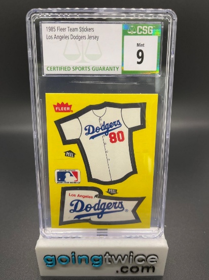 CSG Graded 1985 Fleer Team Stickers LOS ANGELES DODGERS JERSEY Trading Card