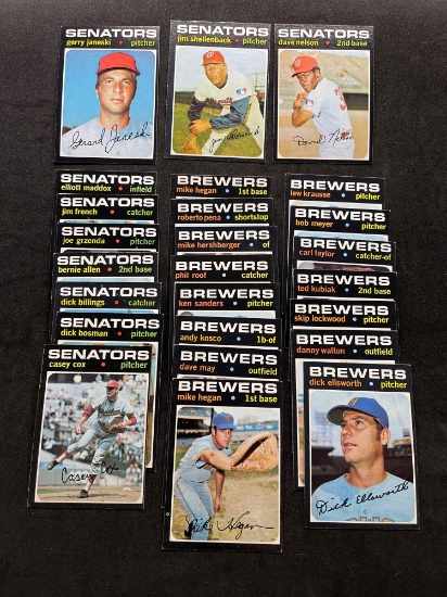 25 Card Lot of 1971 Topps Vintage Baseball Cards from Huge Collection