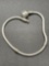 Pandora Sterling Snake Chain Barrel Clasp Charm Bracelet 7.75 inch