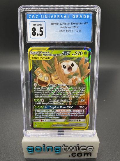 CSG Graded 2019 Unifield Mind 1/236 Rowlet & Alolan Exeggutor Gx Trading Card