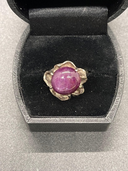 Sterling Star Ruby Ring Size 5.25 From Large Estate