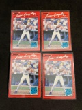 4 Card Lot of 1990 Donruss JUAN GONZALEZ ERROR Reverse Negative Baseball Cards
