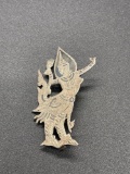 Sterling Siam Brooch 1.75 inch /1.25 inch From Large Estate