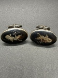 Sterling Siam 1.25 inch/ 1 inch Cufflinks From Large Estate