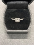 Pandora Sterling Princess Cut Halo Ring W/cz's 7.25