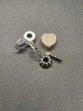Pandora Sterling Mixed Charm lot of 3