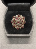 Sterling Garnet Cabocian Ring Size 7 From Large Estate