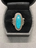 Sterling Native Turquise Ring Size 7 From Large Estate