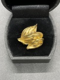 Sterling Gold Overlay Leaf Style Ring Size 7.75