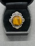 Sterling Tigers Eye Ring Size 7 From Large Estate