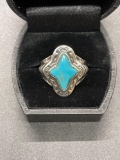 Sterling Turquise Ring Size 8 From Large Estate
