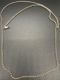 Sterling 30 inch Rope Chain W/ Lobster Clasp From Large Estate
