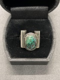 Sterling Vintage Turquise Ring Size 6.25 From Large Estate