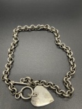 Sterling 18.5 inch Rolo Chain W/ Heart Shaped Charm And Toggle Clasp From Large Jewelry Purchase