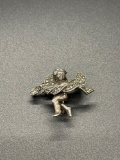 Sterling Marcasite Angel Brooch From Large Estate