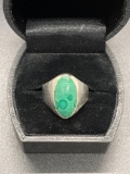 Sterling Malachite Ring Size 7.5 From Large Estate