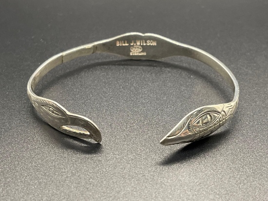 Sterling 7.25" NorthWest Coastal "MAG" Bill J. Wilson Cuff Bracelet From Large Estate