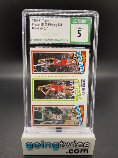 CSG Graded 1980-81 Topps Brewer SD 258/Erving 181 Hayes SD 257